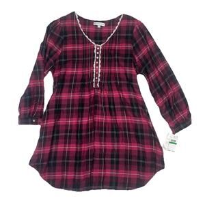 NWT Eileen West Women's Nightgown Sz L Red Plaid Sleepwear Loungewear Pockets